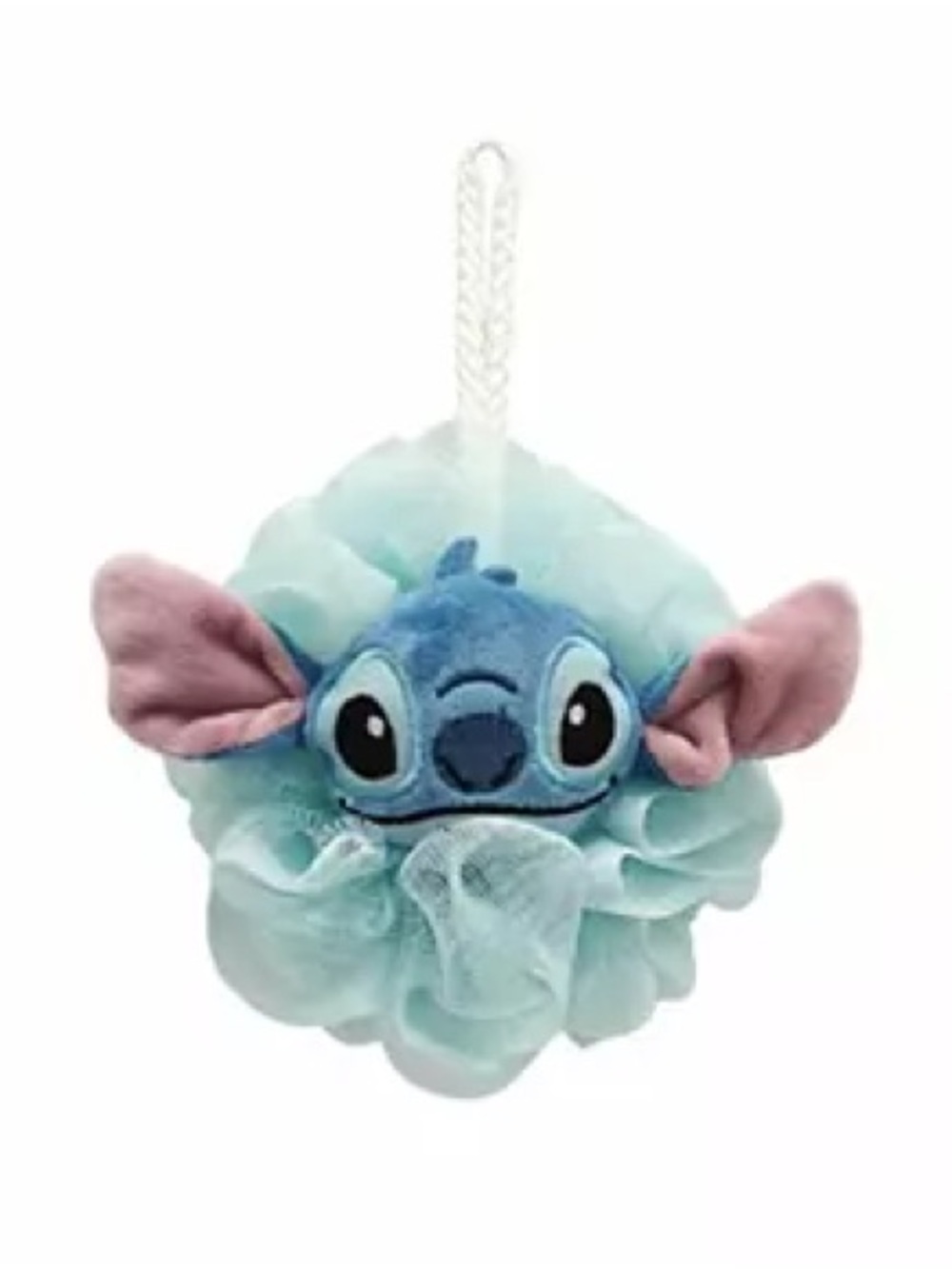 Disney Stitch Bath Pouf with Plush Character in Light Blue and Pink